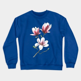 Magnolia Flower Watercolor -Pink Crewneck Sweatshirt